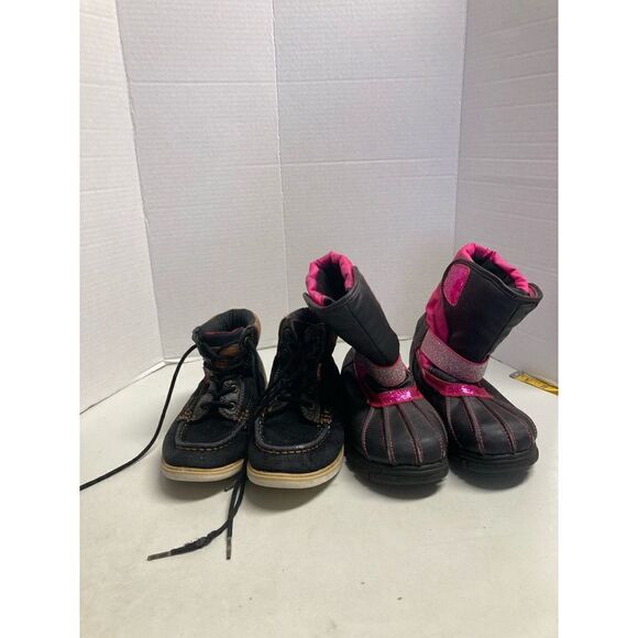 LEVI’S & THE CHILDREN’S Place Kids Boots Size 3 Pink & Black & Blue Denim‎ - Picture 10 of 10